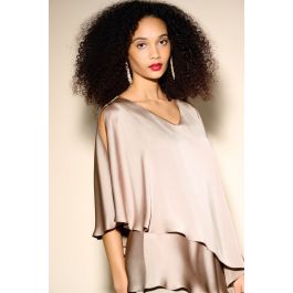 Beige Satin Cape Top - Joseph Ribkoff - Stenströmsstore
