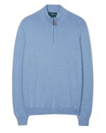 Light Blue Luxury Cotton Half Zip