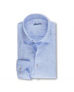 Light blue Stenström linen shirt with semi cut away collar and simple cuff