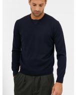 Navy V-Neck Merino Wool Sweater