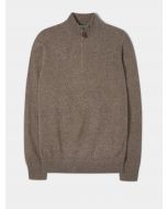 Brown Half Zip Geelong Wool Sweater