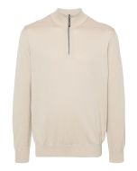 Beige Half-zip Cotton Sweater