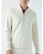 Off-white sweatshirt med half zip krage.