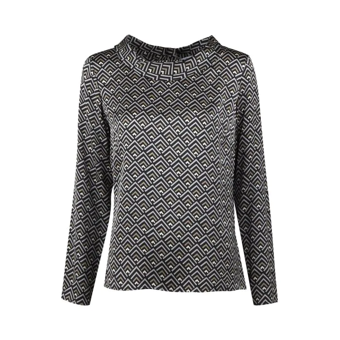Diora Black Patterned Silk Blouse - Stenströms