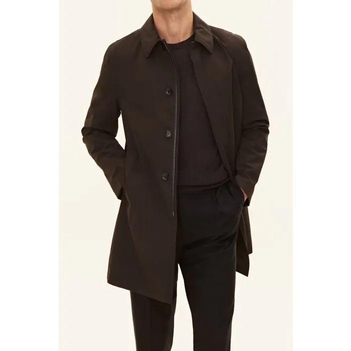 Brown Nylon Car Coat - Oscar Jacobson