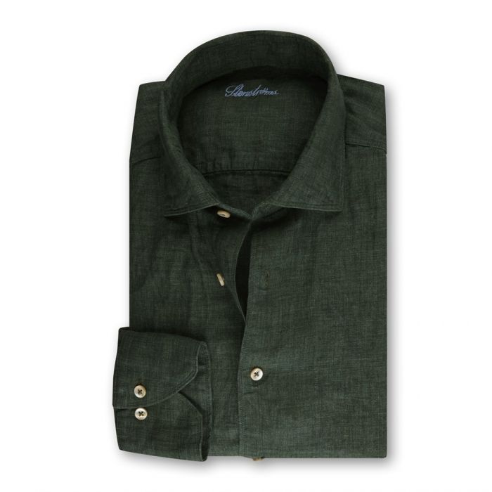 dark green linen shirt mens