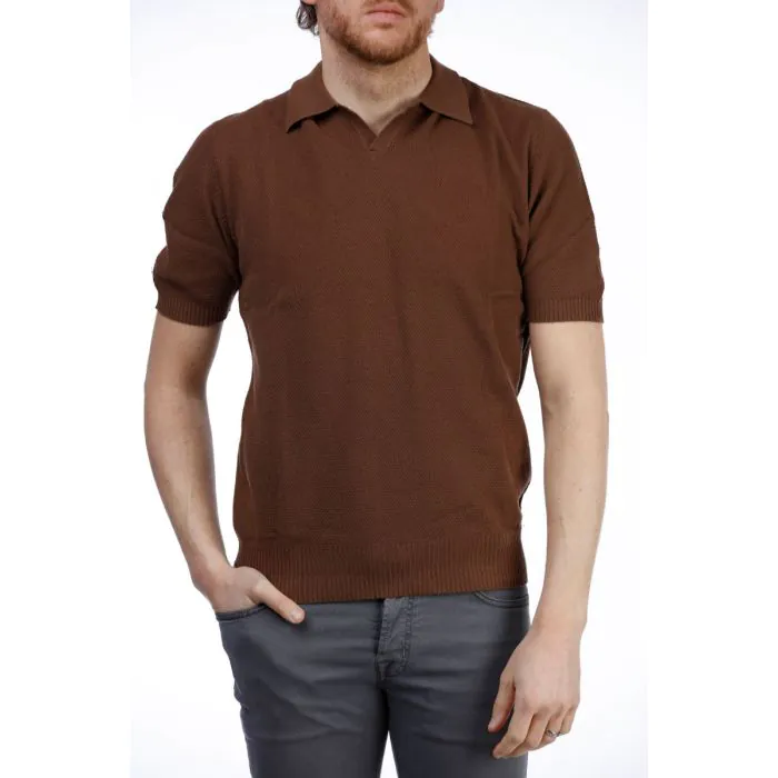 Brown Textured Polo Shirt Altea Stenstromsstore