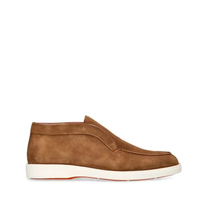 Brown Suede High Loafers