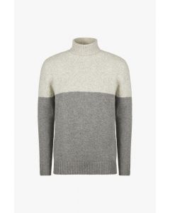 Grey Cashmere Roll Neck Sweater /w Contrast