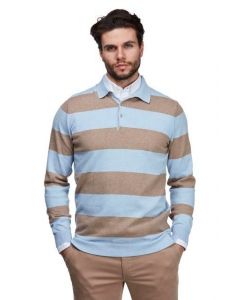 Blue Brown Striped Polo Shirt