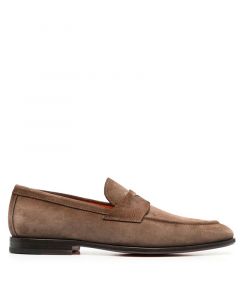 Brown Suede Penny Loafers