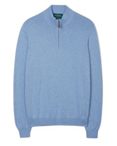 Light Blue Luxury Cotton Half Zip
