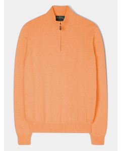 Orange Cotton/Cashmere Sweater, Half Zip