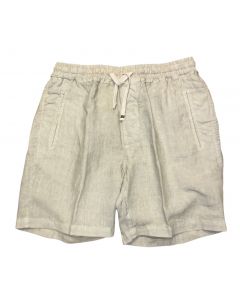 Beige Linen Drawstring Shorts
