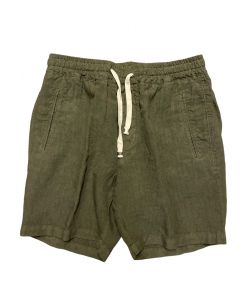 Green Linen Drawstring Shorts