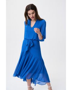 Blue Chiffon Midi Dress