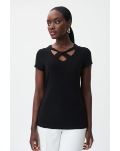 Black Cross Strap V-Neck Top