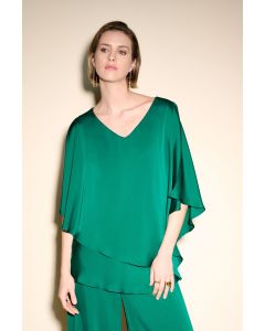 Green Satin Cape Top