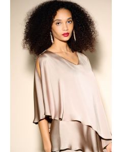 Beige Satin Cape Top