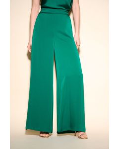 Green Satin Wide-Leg Pants