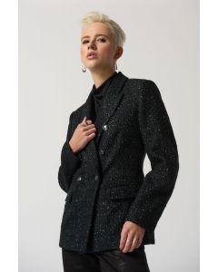 Svart nopprig bouclé dam blazer.