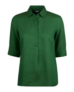 Grön pop-over linneskjorta med kort ärm.