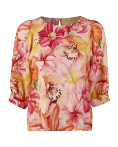 Mörkrosa blommig blus