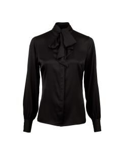 Selma Black Silk Bow Blouse