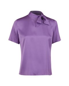 Elsie Purple Silk Bow Blouse