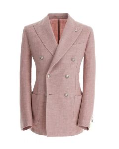 Pink Double Breasted Wool/Linen Blazer