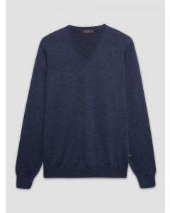Blue V-neck Merino Wool Sweater