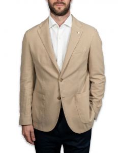 Beige bomullsblazer med struktur och stretch hos Stenströms Store.