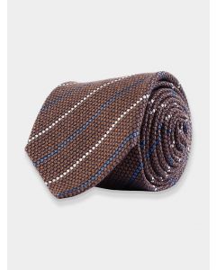 Brown Striped Bouclé Silk Tie
