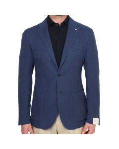 Blue Cotton-Ramie Blazer