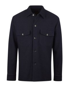 Navy Overshirt in Felted Wool