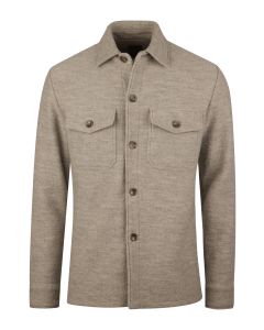 Stenströms herr beige overshirt i 100 % filtad kokt ull med rak passform, två bröstfickor med lock och knappar.