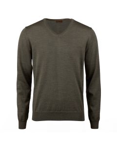 Green Merino Sweater V-Neck /w Patch