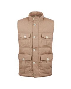 Beige Quilted Linen Vest