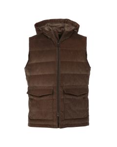 Brown Hooded Corduroy Vest