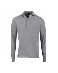 Grey Linen Mix Jersey Pop-Over Shirt