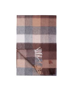 Brown Checked Wool Scarf