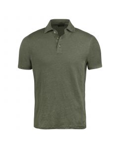 Dark Green Linen Polo Shirt