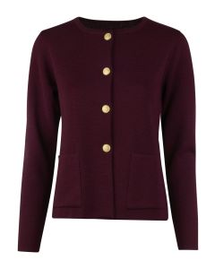 Stina Dark Red Merino Cardigan