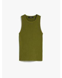 Green Rib Knit Stretch Top