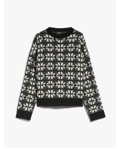 Black Snowflake Jacquard Wool Sweater