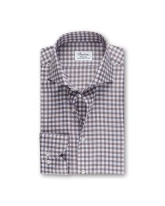 Brown White Checked Shirt