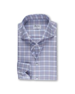 Blue Glencheck Stretch Shirt