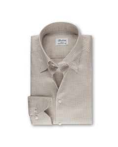 Beige Checked Button-Under Shirt