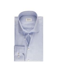 Light Blue Checked Twill Shirt - XL Sleeve