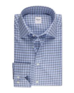 Regular Light Blue Checked Twill Shirt